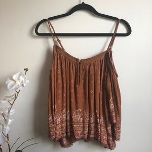 Orange Cold Shoulder Shirt
